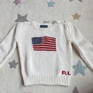 Polo by Ralph Lauren kids Cream Sweater with Flag Design